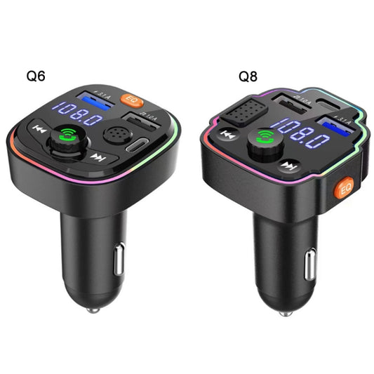 Q8 Car Bluetooth FM Transmitter Dual USB 3.1A Quick Charge Ambient Light - Bluetooth Car Kits by buy2fix | Online Shopping UK | buy2fix