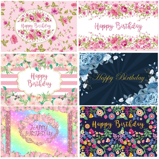 1.5m x 1m Flower Series Happy Birthday Party Photography Background Cloth(MDU04214) - Birthday Party by buy2fix | Online Shopping UK | buy2fix