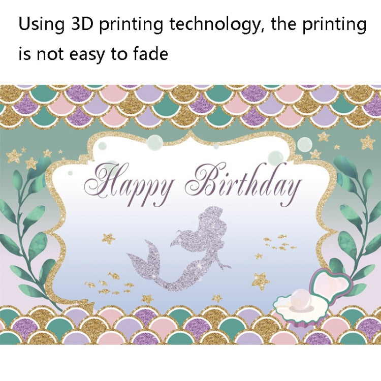 120 x 80cm Mermaid Happy Birthday Photography Background Cloth(12101789) - Birthday Party by buy2fix | Online Shopping UK | buy2fix