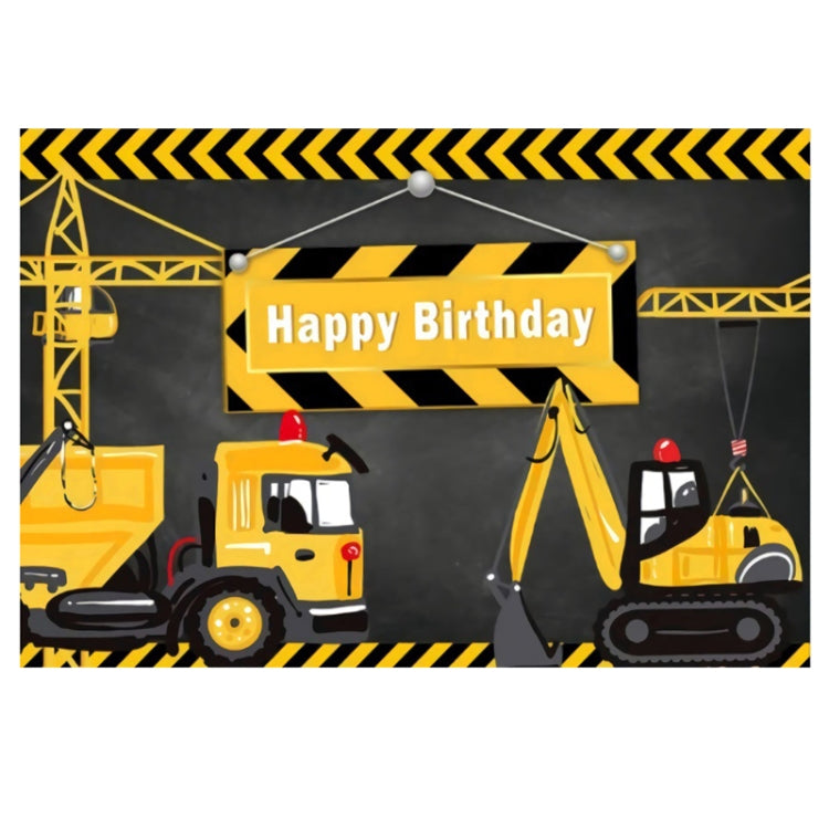 1.2m x 0.8m Construction Vehicle Series Happy Birthday Photography Background Cloth(11306952) - Birthday Party by buy2fix | Online Shopping UK | buy2fix