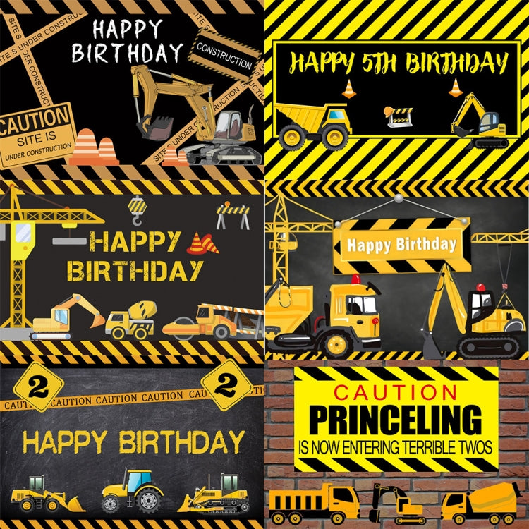 1.2m x 0.8m Construction Vehicle Series Happy Birthday Photography Background Cloth(12008733) - Birthday Party by buy2fix | Online Shopping UK | buy2fix