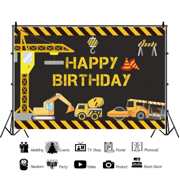 1.2m x 0.8m Construction Vehicle Series Happy Birthday Photography Background Cloth(11604130) - Birthday Party by buy2fix | Online Shopping UK | buy2fix