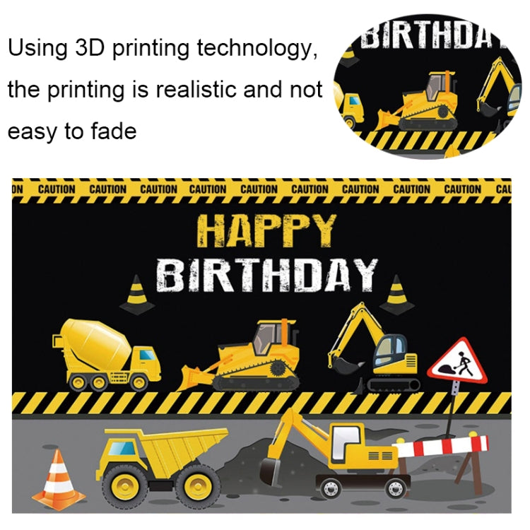 1.2m x 0.8m Construction Vehicle Series Happy Birthday Photography Background Cloth(11306952) - Birthday Party by buy2fix | Online Shopping UK | buy2fix