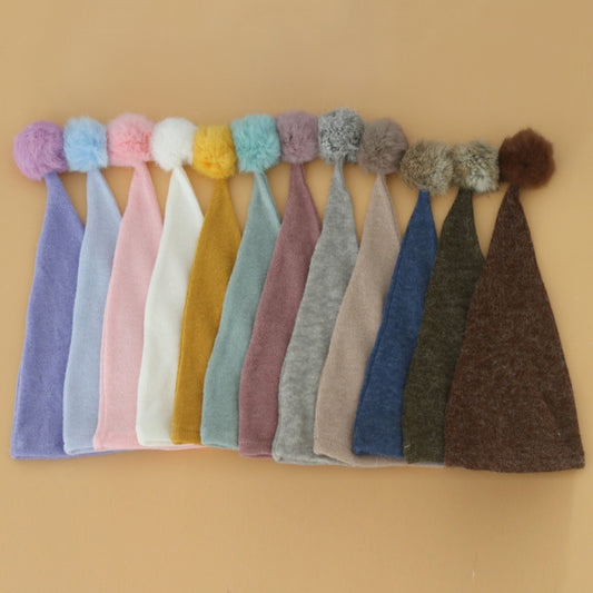 Newborn Photography Clothing Baby Photography Fur Ball Knitted Long Tail Hat(Pink) by buy2fix