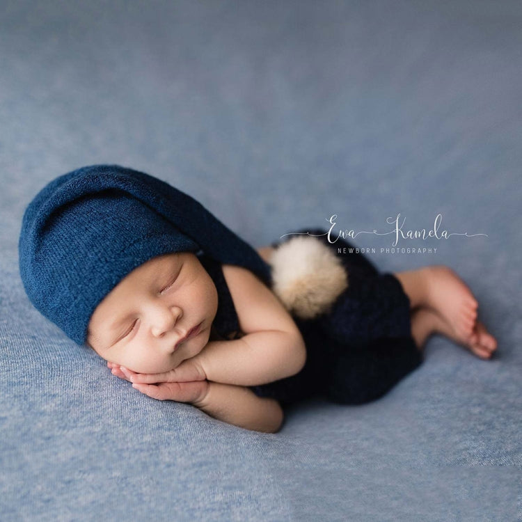 Newborn Photography Clothing Baby Photography Fur Ball Knitted Long Tail Hat(Light Green) - Baby Photo Props by buy2fix | Online Shopping UK | buy2fix