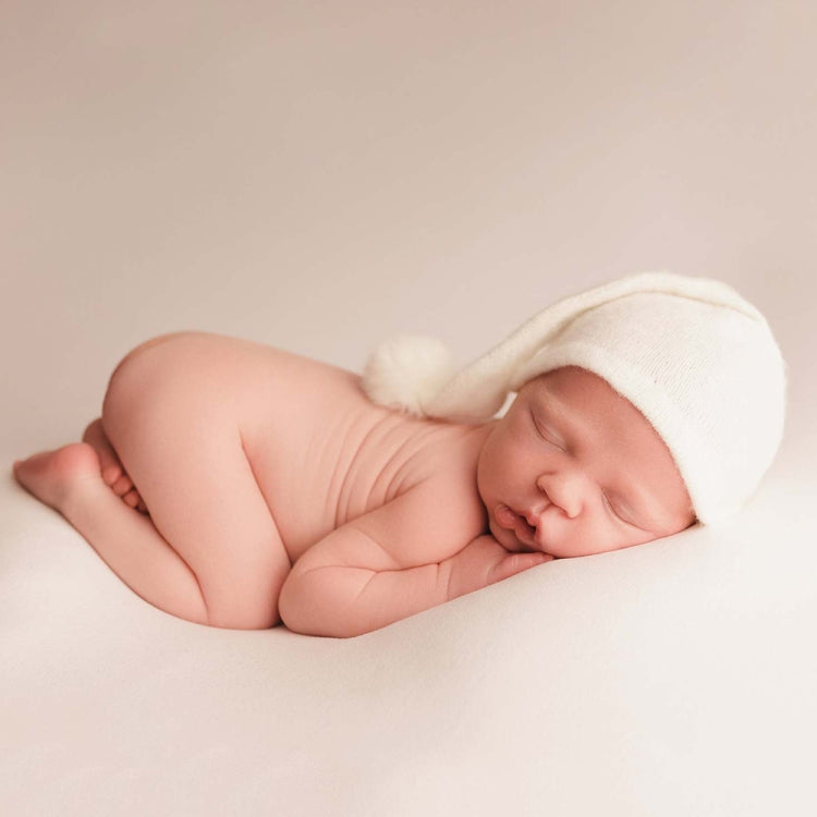 Newborn Photography Clothing Baby Photography Fur Ball Knitted Long Tail Hat(White) - Baby Photo Props by buy2fix | Online Shopping UK | buy2fix