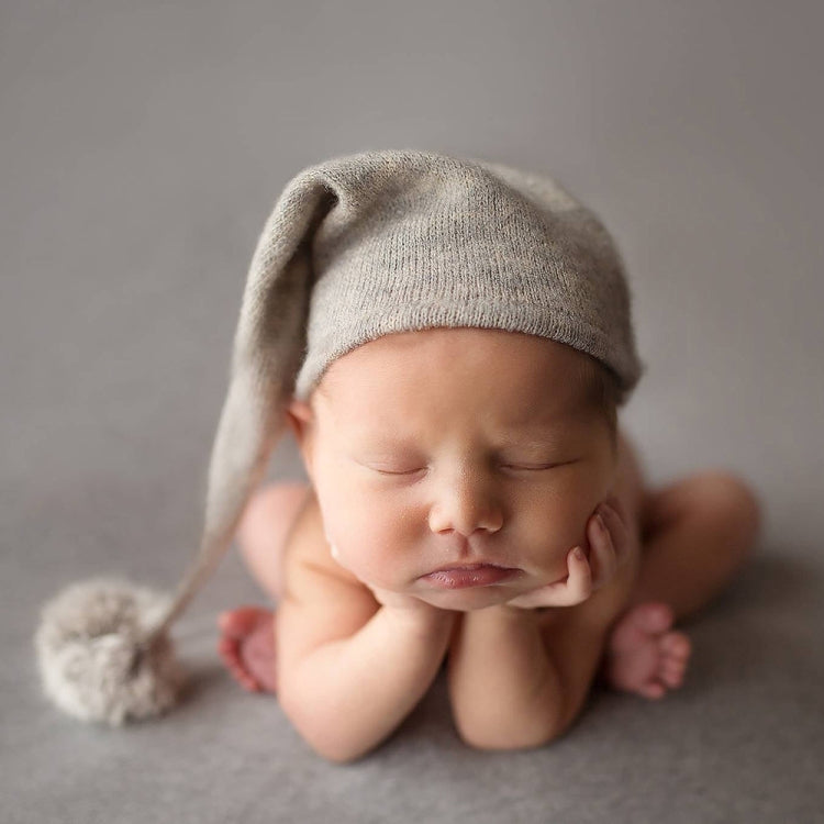Newborn Photography Clothing Baby Photography Fur Ball Knitted Long Tail Hat(Light Green) - Baby Photo Props by buy2fix | Online Shopping UK | buy2fix
