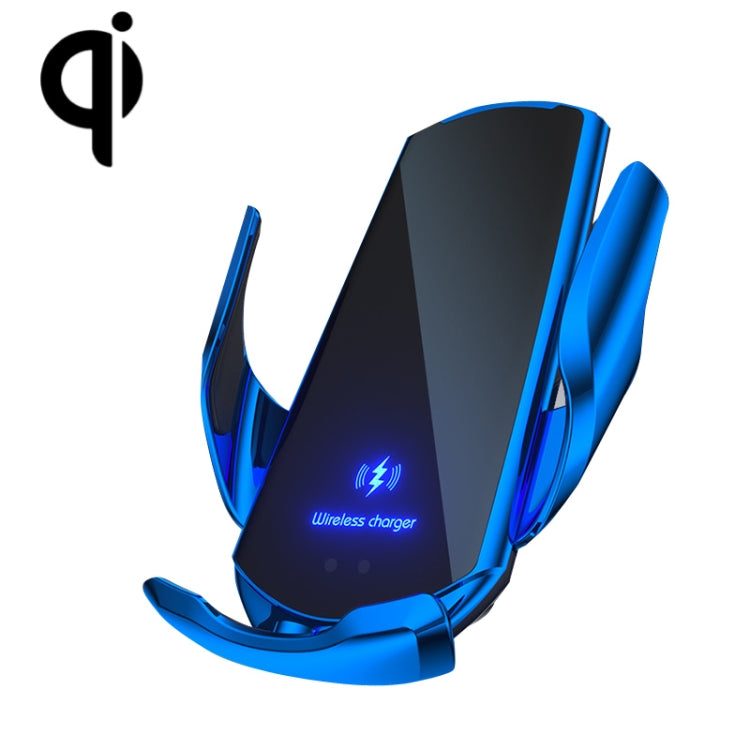 Q3 Infrared Induction Magnetic Car Wireless Charging Phone Bracket with Micro USB + 8 Pin + Type-C / USB-C Magnetic Connector(Blue) - Wireless Charger Holders by buy2fix | Online Shopping UK | buy2fix