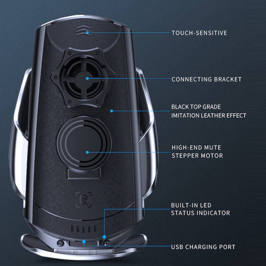 Q3 Infrared Induction Magnetic Car Wireless Charging Phone Bracket with Micro USB + 8 Pin + Type-C / USB-C Magnetic Connector(Silver) by buy2fix