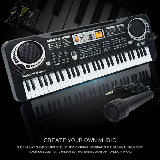 MQ6106 61-Keys Multifunctional Electronic Organ Children Toy with Microphone, Spec: EU Plug by buy2fix