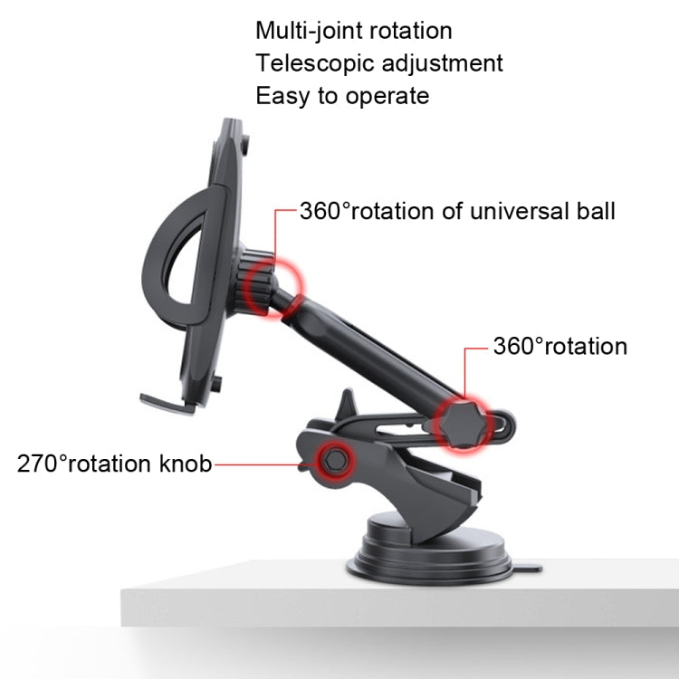 Yesido C111 Double Pole Rotating Telescopic Arm Car Bracket(Black) - Universal Car Holders by Yesido | Online Shopping UK | buy2fix