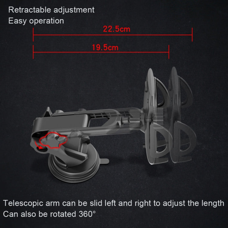 Yesido C111 Double Pole Rotating Telescopic Arm Car Bracket(Black) - Universal Car Holders by Yesido | Online Shopping UK | buy2fix