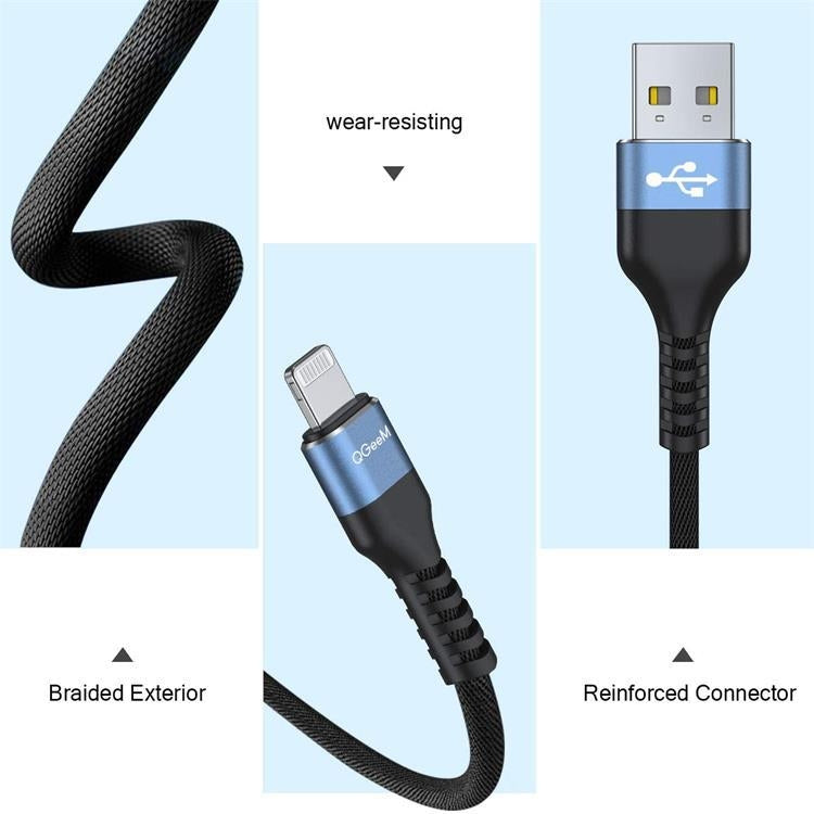 QGeeM MF01 USB-A To 8 Pin Phone Tablet Fast Charging Data Cable, Length: 1m - Normal Style Cable by QGeeM | Online Shopping UK | buy2fix