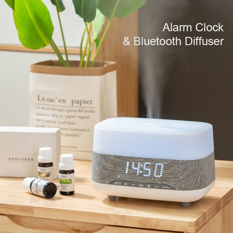 300ml Bluetooth Clock Aromatherapy Humidifier with Seven-color Ambient Light,EU Plug(Gray White) - Air Purifiers & Accessories by buy2fix | Online Shopping UK | buy2fix