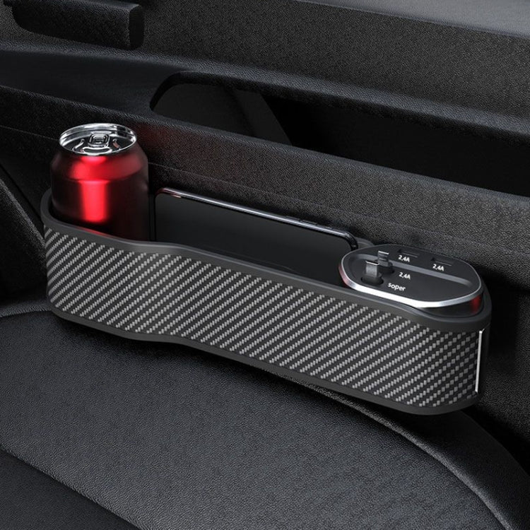 Car Seat Clip Organizer Multifunctional Car Charger, Specification: Carbon Fiber - Stowing Tidying by buy2fix | Online Shopping UK | buy2fix