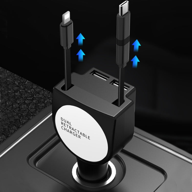 3 In 1 3.1A Dual USB Single Pull Retractable Fast QC3.0 Car Charger(Green) by buy2fix