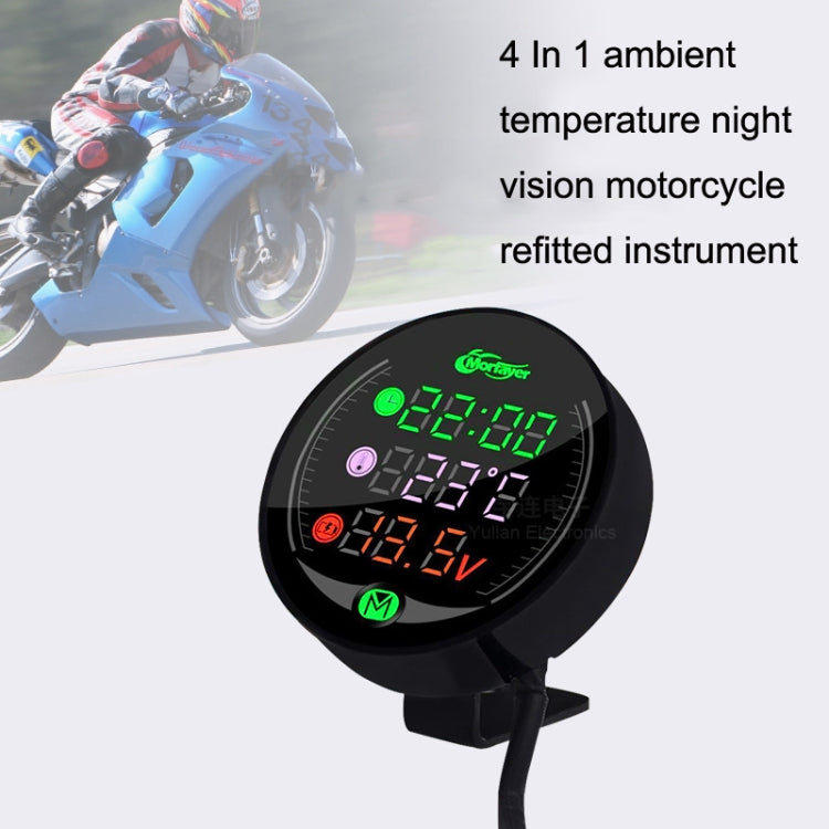Morfayer YL-M05 4 In 1 Environmental Temperature Model 9-24V LED Night Vision Motorcycle Modification Instrument - Electrical Instruments by buy2fix | Online Shopping UK | buy2fix