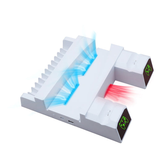 For PS5 SYP5-5088 Handle Dual Charging Cooling Fan With Disc Storage Rack by buy2fix