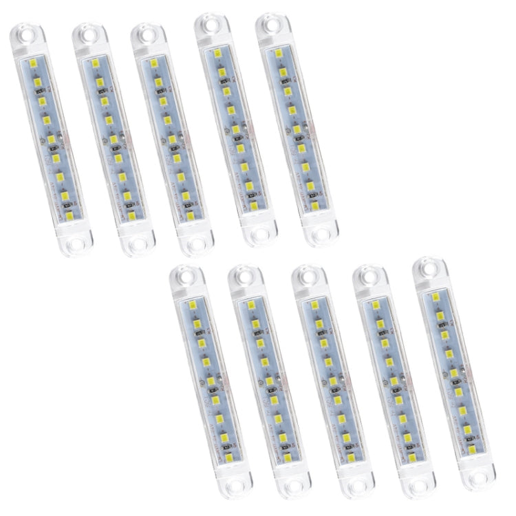 MK-224 10pcs 12-24V Truck Trailer 9LED Side Light Tail Lamp Signal Light(White) - Warning Lights by buy2fix | Online Shopping UK | buy2fix