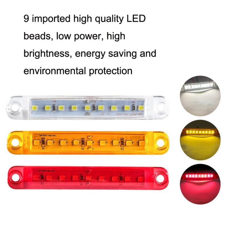 MK-224 10pcs 12-24V Truck Trailer 9LED Side Light Tail Lamp Signal Light(White) - Warning Lights by buy2fix | Online Shopping UK | buy2fix