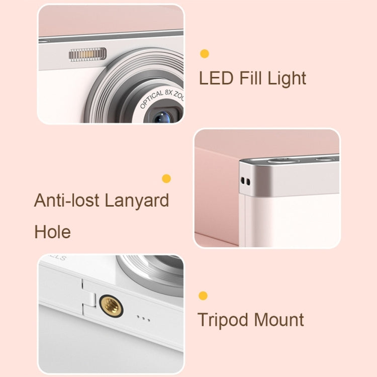 C13 2.88 inch 4K 8X Optical Zoom Telescopic Lens HD Digital Camera, Spec: White by buy2fix