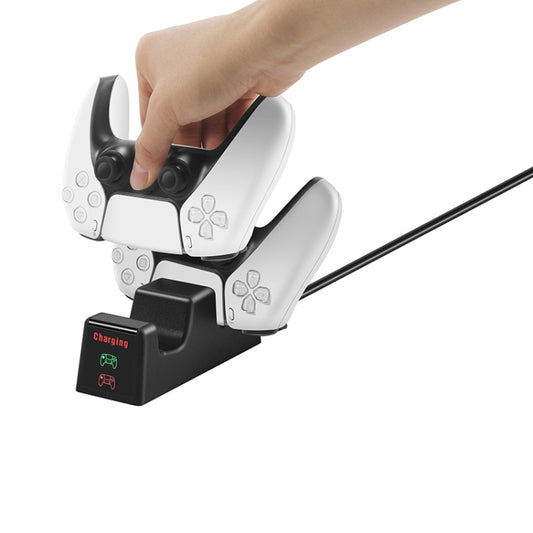 For PS5 SYP-1018 Gamepad Charging Bracket Dual Dock Charger with LED Indicator by buy2fix