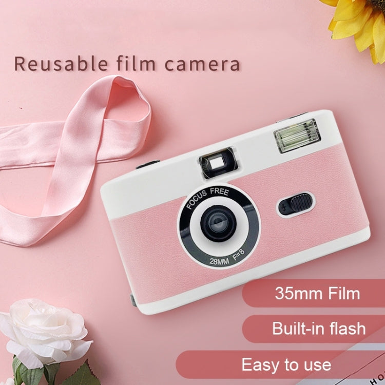 R2-FILM Retro Manual Reusable Film Camera for Children without Film(White+Pink Orange) by buy2fix