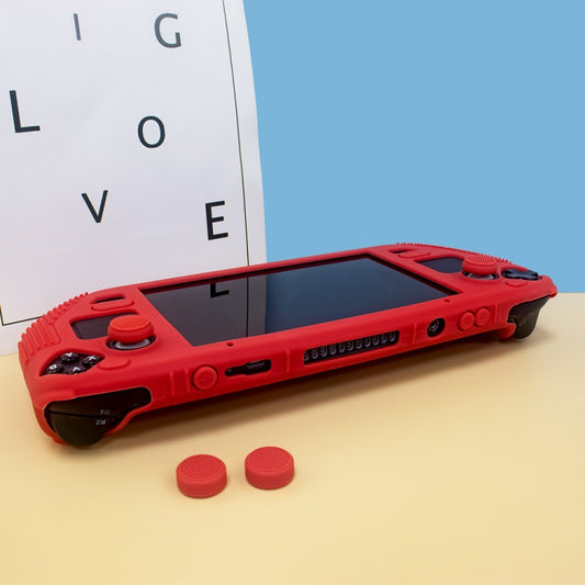 For Steam Deck V V4-1 Pocket Consoles Silicone Non-slip Protective Case with Holder Function(Red) by buy2fix