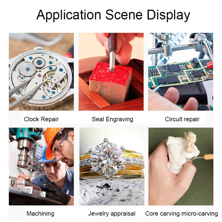 16129-C 2.5X/7.5X/10X LED Lighting Auxiliary Bracket Maintenance Magnifier(US Plug) by buy2fix