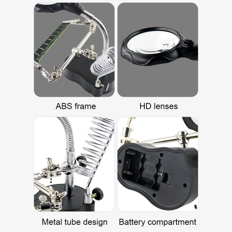 16126-A 3.5X/12X LED Light Stand Type Watch Repair Magnifier With Auxiliary Clip - Others by buy2fix | Online Shopping UK | buy2fix
