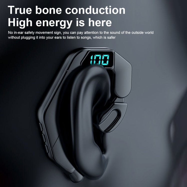 V19 Bone Conduction Digital Display Stereo Hanging Ear Sports Bluetooth Headset(Pink) by buy2fix