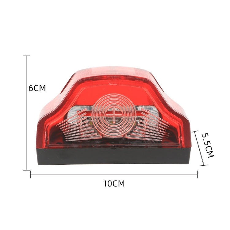 2pcs MK-198 3LED Van / Truck / Trailer White Light License Plate Lamp(Red) - License Plate Lights by buy2fix | Online Shopping UK | buy2fix