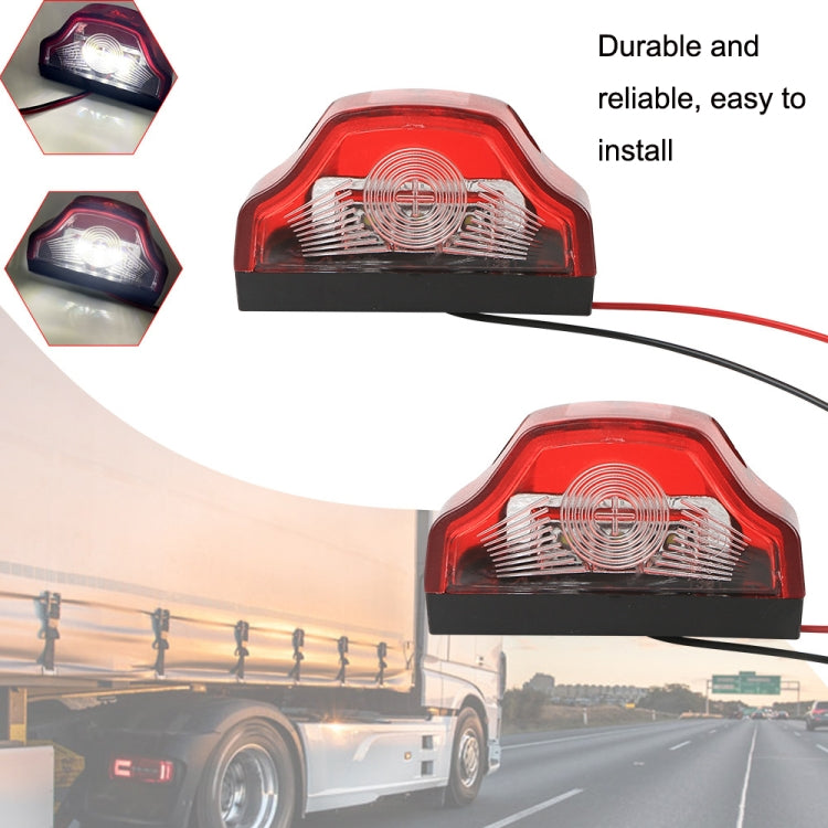 2pcs MK-198 3LED Van / Truck / Trailer White Light License Plate Lamp(Red) - License Plate Lights by buy2fix | Online Shopping UK | buy2fix