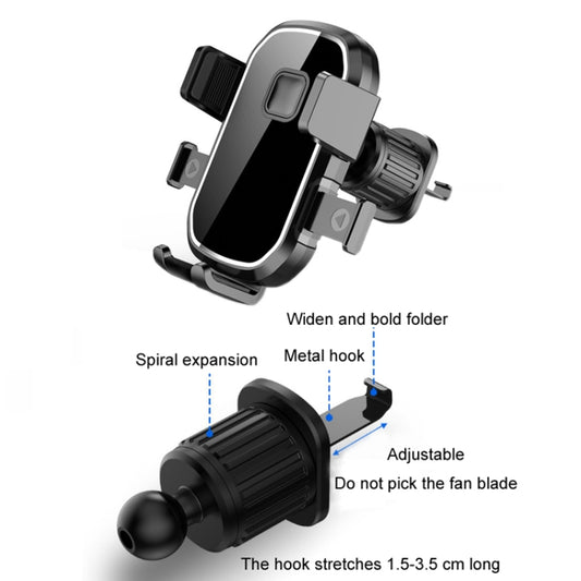 Car Air Outlet Hook Firmly Navigation Mobile Phone Holder(Mirror Black) by buy2fix