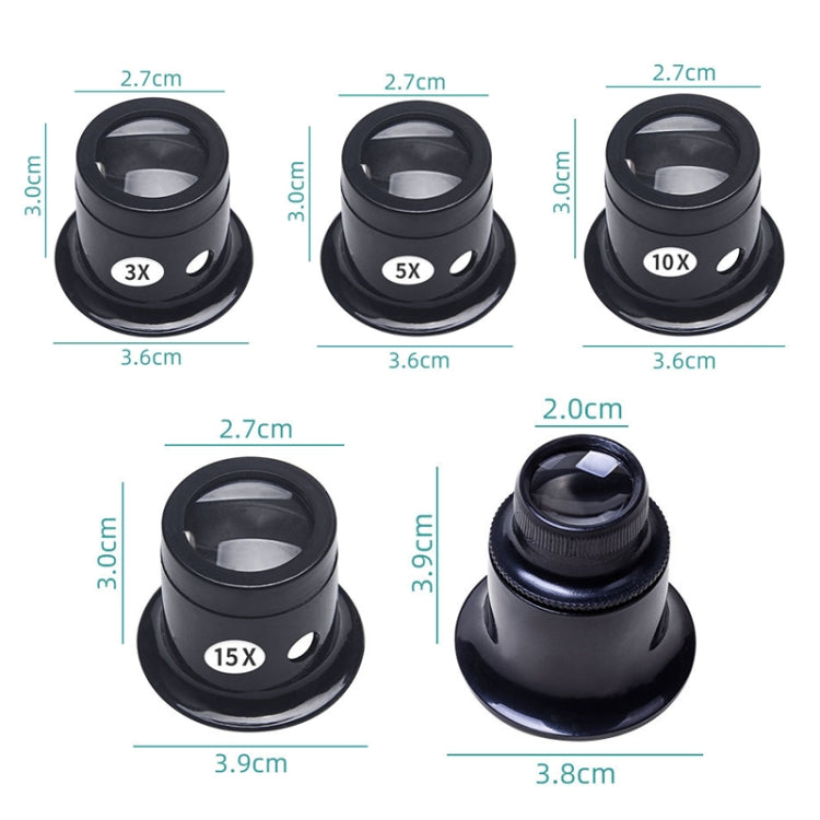5pcs Eyepiece Magnifier Glass Lens Eyepiece Type Repair Magnifier, Times: 20X - Glasses Style by buy2fix | Online Shopping UK | buy2fix