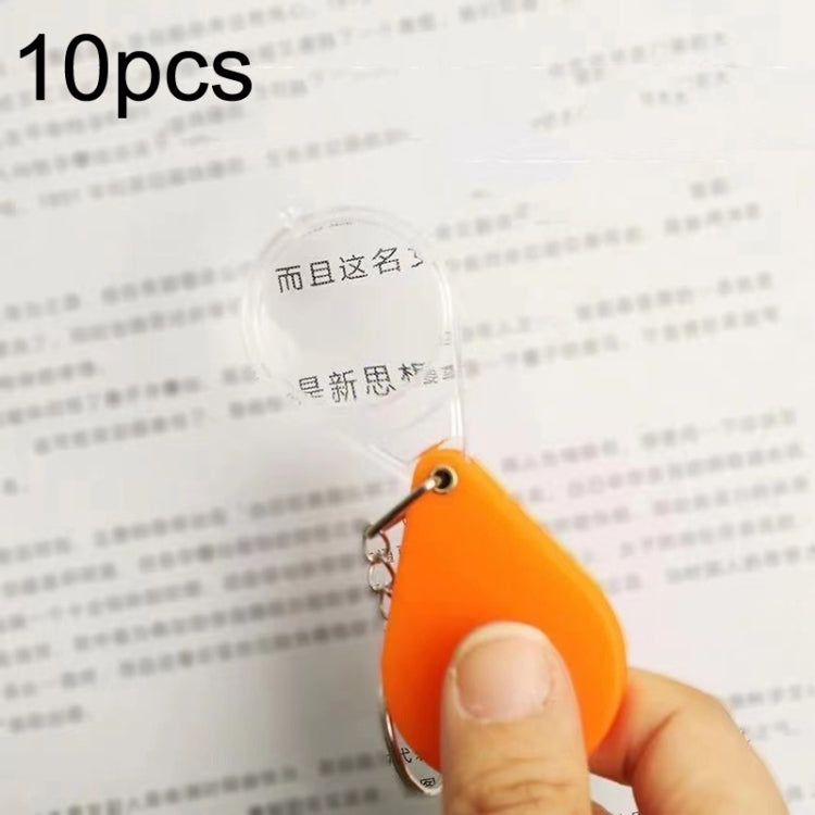 10pcs 10XFold Portable Home Students And Elderly People Hold HD Mini Magnifier Keychain(Orange) - Hand Held Style by buy2fix | Online Shopping UK | buy2fix