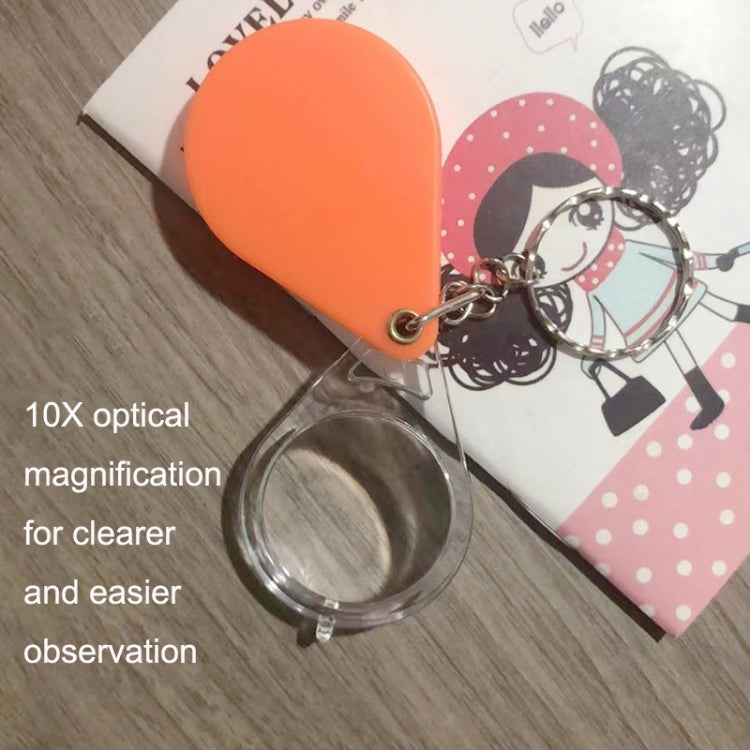 10pcs 10XFold Portable Home Students And Elderly People Hold HD Mini Magnifier Keychain(Orange) - Hand Held Style by buy2fix | Online Shopping UK | buy2fix