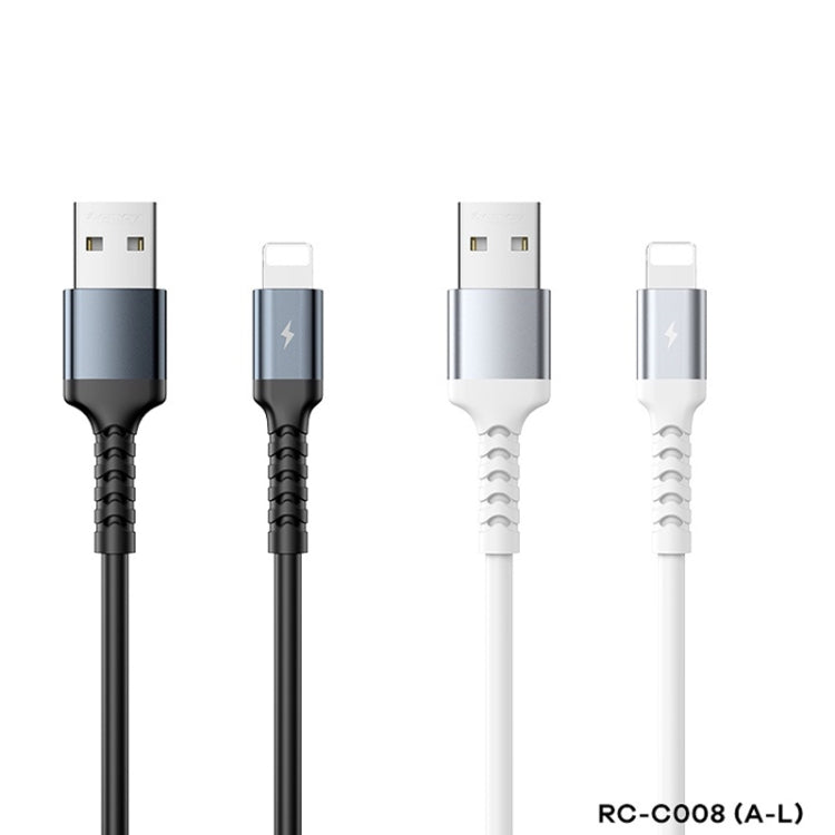 REMAX RC-C008 USB To 8 Pin 2.4A TPE Soft Anti-breakage Data Cable,Length 1m(White) - Normal Style Cable by REMAX | Online Shopping UK | buy2fix