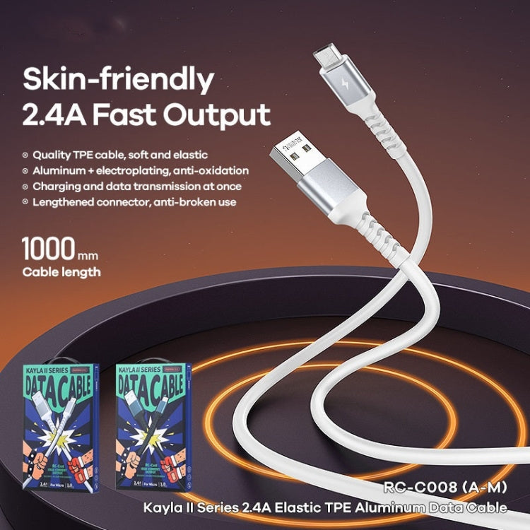 REMAX RC-C008 USB To 8 Pin 2.4A TPE Soft Anti-breakage Data Cable,Length 1m(White) - Normal Style Cable by REMAX | Online Shopping UK | buy2fix