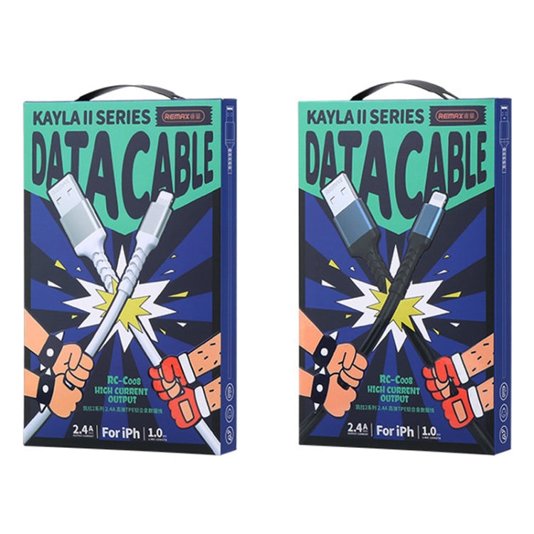 REMAX RC-C008 USB To 8 Pin 2.4A TPE Soft Anti-breakage Data Cable,Length 1m(Black) by REMAX