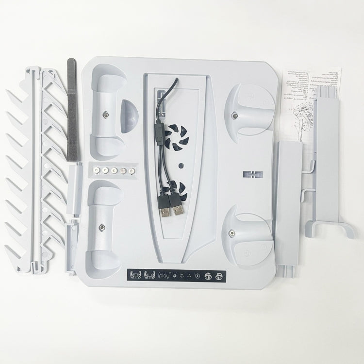 For PS5 ipaly Host Multifunctional Cooling Base VR2 Handle Charging Stand Disc Storage Rack(White) by ipaly