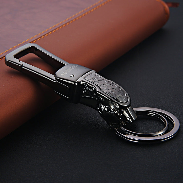 HONEST Metal Car Keychain Leopard Head Key Chain Pendant(Basic Black Nickel) - Key Rings by HONEST | Online Shopping UK | buy2fix