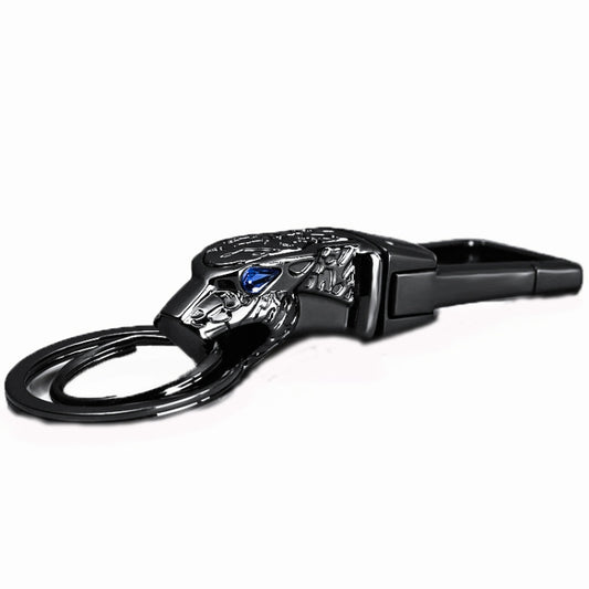 HONEST Metal Car Keychain Leopard Head Key Chain Pendant(Basic Black Nickel) by HONEST