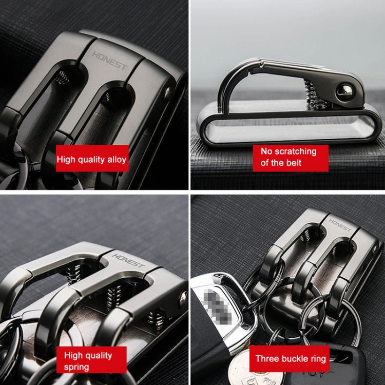 HONEST 3-ring Car Keychain Waist-hanging Anti-loss Keychain For Men(Black) - Key Rings by HONEST | Online Shopping UK | buy2fix