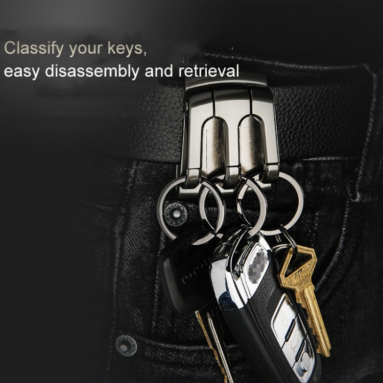 HONEST 3-ring Car Keychain Waist-hanging Anti-loss Keychain For Men(Black) by HONEST