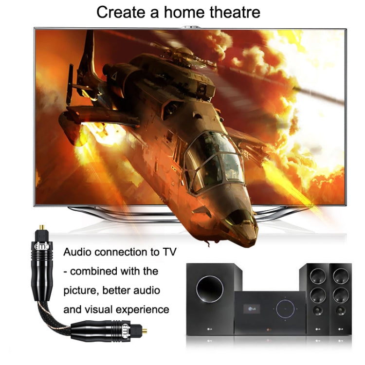 EMK QH/A6.0 Digital Optical Fiber Audio Cable Amplifier Audio Line, Length 3m(Black) by EMK