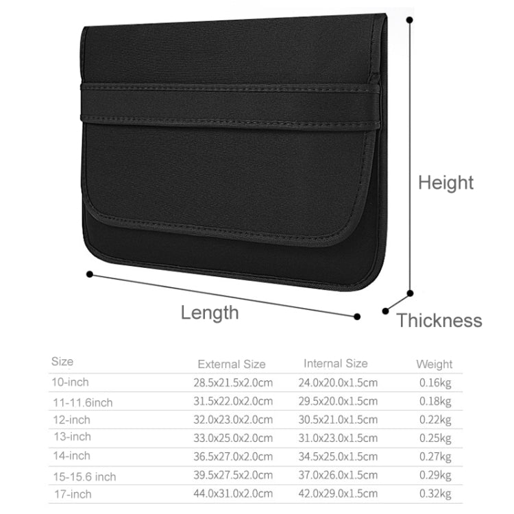 10 Inch Neoprene Laptop Lining Bag Horizontal Section Flap Clutch Bag(Black) - by buy2fix | Online Shopping UK | buy2fix