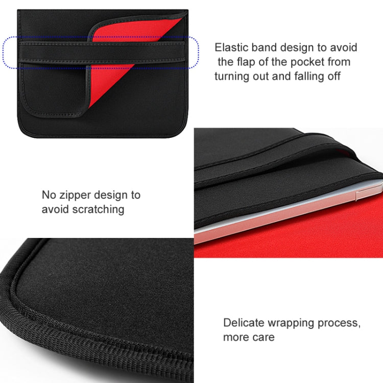 10 Inch Neoprene Laptop Lining Bag Horizontal Section Flap Clutch Bag(Black) - by buy2fix | Online Shopping UK | buy2fix