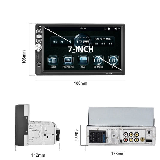 A3061 7 Inches MP5 Bluetooth Player Universal Wired CarPlay Reversing Image Integrated, Style: Standard+4 Lights Camera by buy2fix