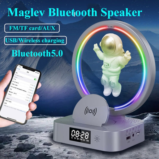 Y-558 Magnetic Levitation Astronaut TWS Bluetooth Speaker With RGB Light,Style: Golden Wireless Charging by buy2fix
